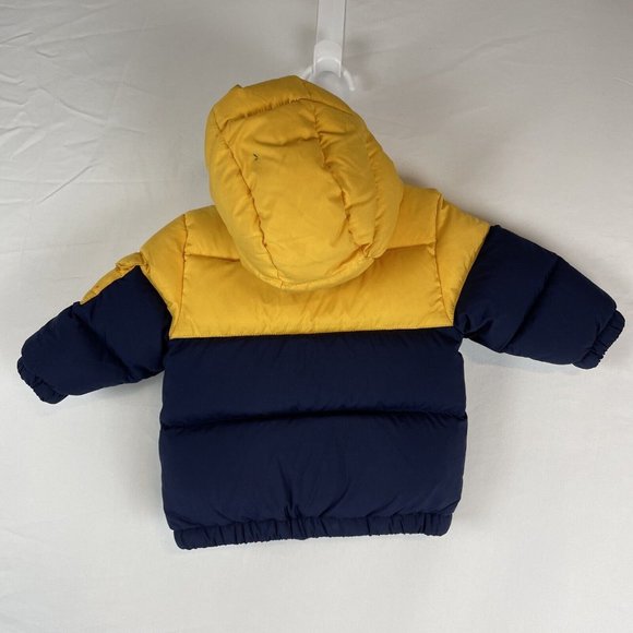 Ralph Lauren‎ Puffer Jacket Boys Size 12M Yellow Blue Vintage - Picture 4 of 13